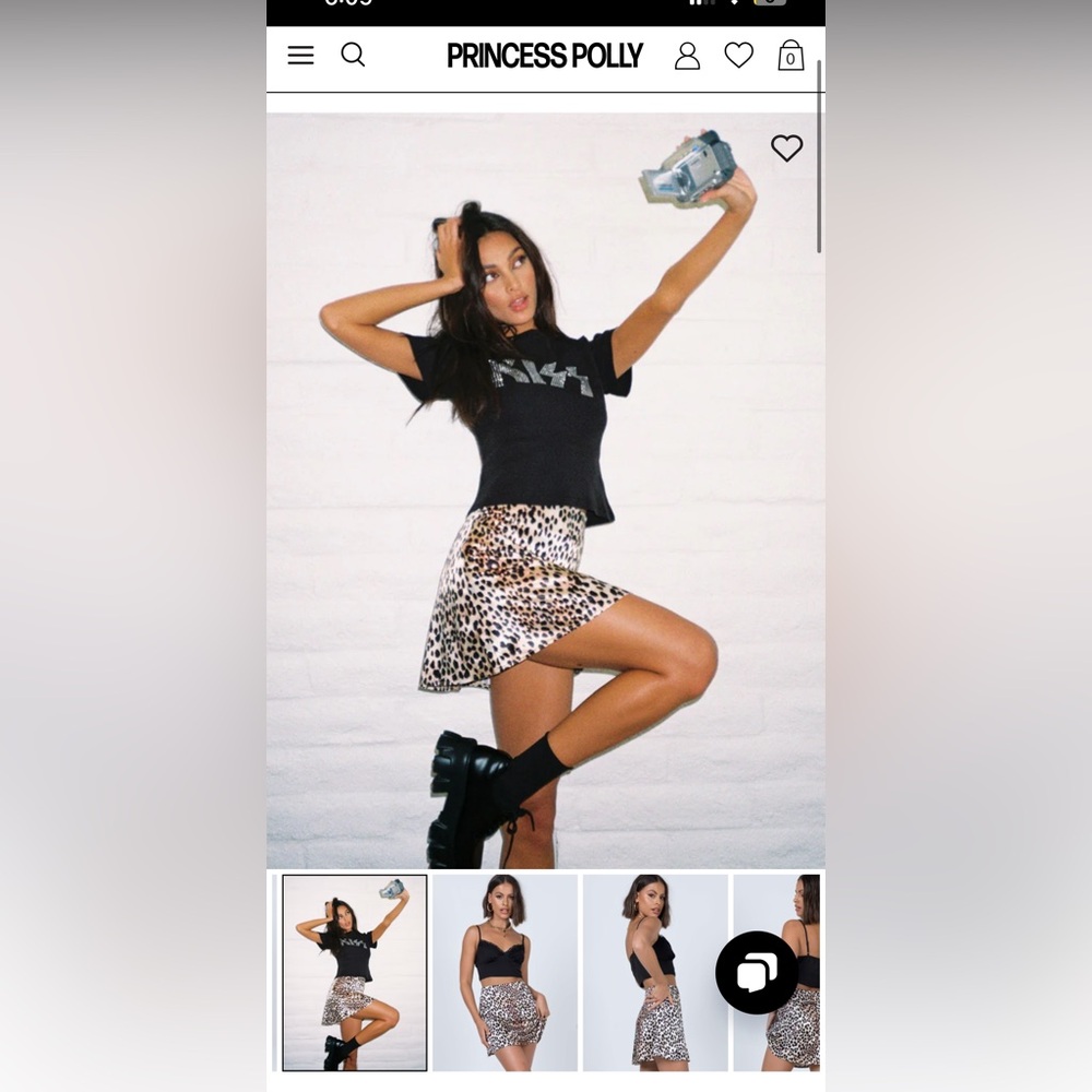 Princess Polly silky, leopard skirt short